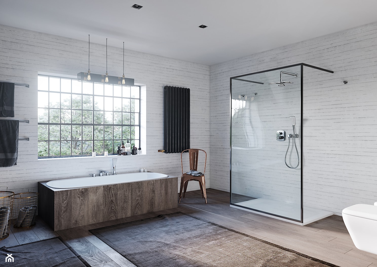 KLUDI AMEO - Duża z punktowym oświetleniem łazienka z oknem, styl industrialny - zdjęcie od KLUDI - Homebook