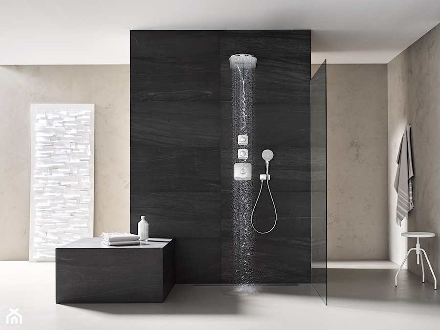KLUDI A-QA - Średnia na poddaszu bez okna z marmurową podłogą łazienka, styl nowoczesny - zdjęcie od KLUDI