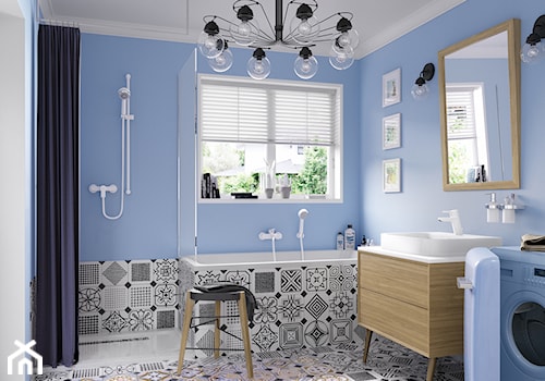 KLUDI PURE&EASY - Średnia z pralką / suszarką łazienka z oknem, styl prowansalski - zdjęcie od KLUDI