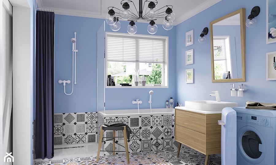 KLUDI PURE&EASY - Średnia z pralką / suszarką łazienka z oknem, styl prowansalski - zdjęcie od KLUDI