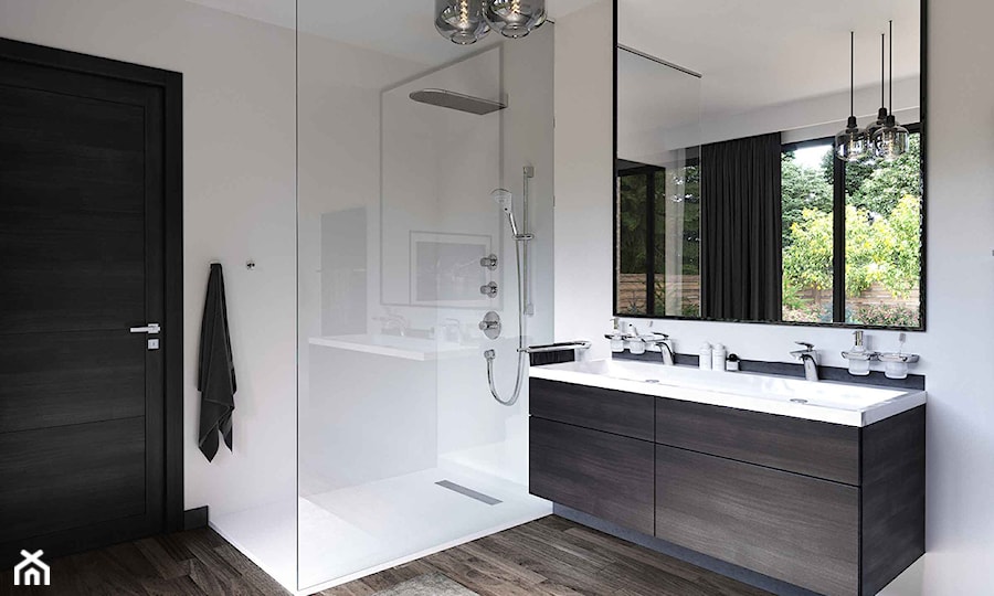 KLUDI BALANCE - Średnia z lustrem z dwoma umywalkami łazienka z oknem, styl nowoczesny - zdjęcie od KLUDI