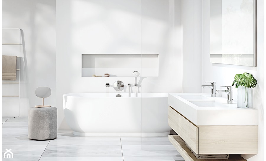 KLUDI ZENTA SL - Duża z lustrem z dwoma umywalkami łazienka, styl nowoczesny - zdjęcie od KLUDI