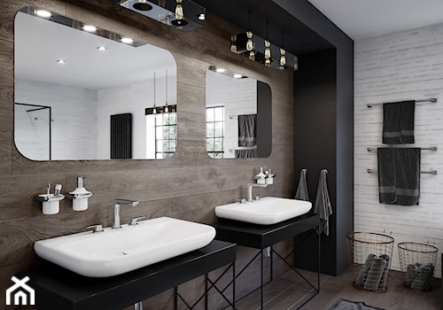 KLUDI AMEO - Duża z dwoma umywalkami łazienka z oknem, styl industrialny - zdjęcie od KLUDI