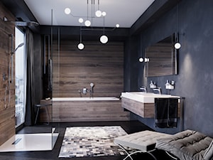 KLUDI AMEO - Średnia z lustrem z dwoma umywalkami łazienka z oknem, styl industrialny - zdjęcie od KLUDI