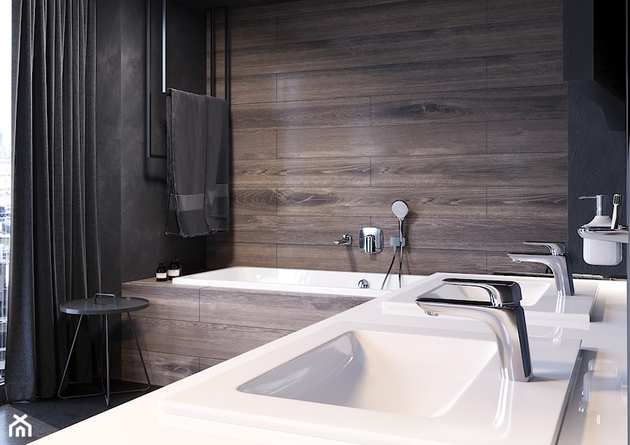 KLUDI AMEO - Mała z dwoma umywalkami łazienka z oknem, styl industrialny - zdjęcie od KLUDI