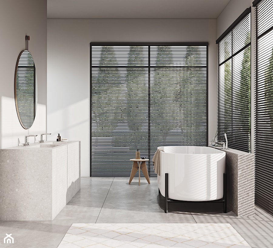 KLUDI AMEO - Średnia z dwoma umywalkami łazienka z oknem, styl minimalistyczny - zdjęcie od KLUDI