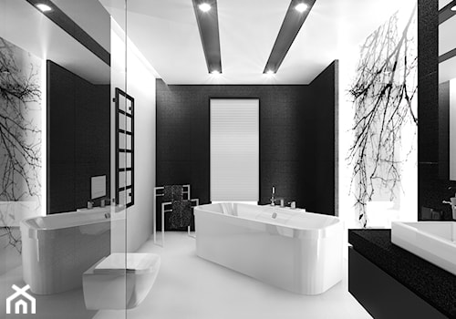 Czarno na białym - Duża z punktowym oświetleniem łazienka, styl minimalistyczny - zdjęcie od Manufaktura Studio grupa projektowa