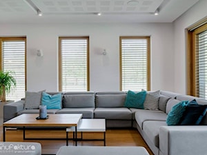 Realizacja - dom jednorodzinny Rybnik - Mały biały salon, styl nowoczesny - zdjęcie od Manufaktura Studio grupa projektowa