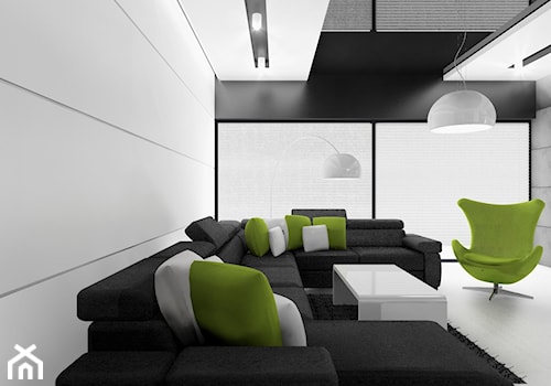 Czarno na białym - Średni biały czarny salon, styl minimalistyczny - zdjęcie od Manufaktura Studio grupa projektowa