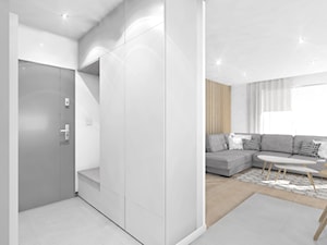Wnętrz mieszkania w Katowicach - Mały biały salon, styl skandynawski - zdjęcie od Manufaktura Studio grupa projektowa