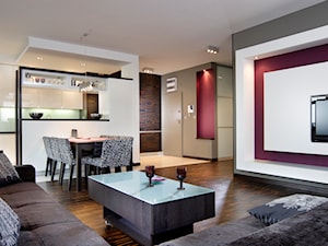 warszawa-sadyba - Duży salon z kuchnią z jadalnią, styl nowoczesny - zdjęcie od projektowaniewnetrzwarszawa