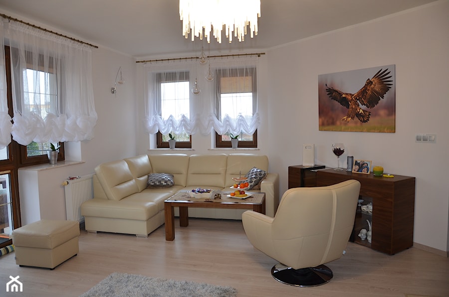 Metamorfoza dom 220 m2 - Mały biały salon, styl nowoczesny - zdjęcie od OXA DESIGN - Oksana Pałczyńska