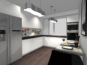 Kuchnia w mieszkaniu w bieli. - Kuchnia, styl nowoczesny - zdjęcie od BiZ Art