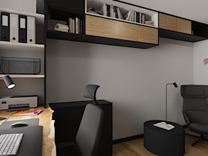 Mieszkanie z elementami czerni i naturalnego drewna - Biuro, styl nowoczesny - zdjęcie od Ten kawałek podłogi