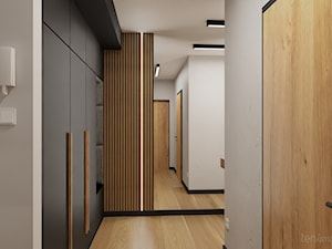 Mieszkanie z elementami czerni i naturalnego drewna - Hol / przedpokój, styl nowoczesny - zdjęcie od Ten kawałek podłogi