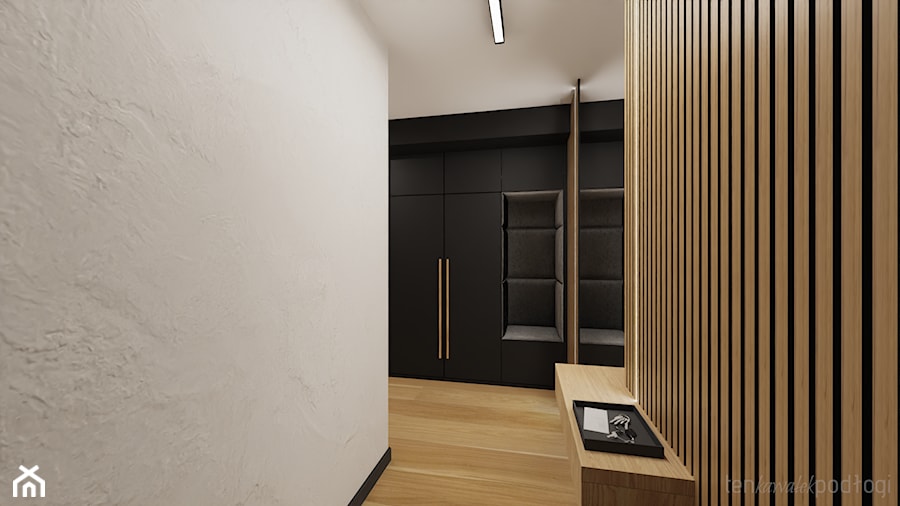 Mieszkanie z elementami czerni i naturalnego drewna - Hol / przedpokój, styl nowoczesny - zdjęcie od Ten kawałek podłogi