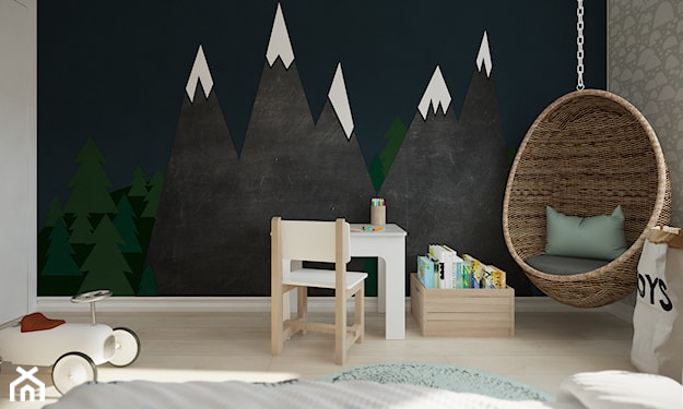 dekoracja do pokoju dziecka w stylu skandynawskim, motyw gór w dekoracji ścian