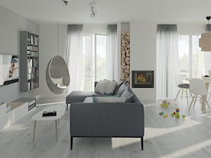 Salon- strefa wypoczynkowa z kominkiem - zdjęcie od Mohav Design