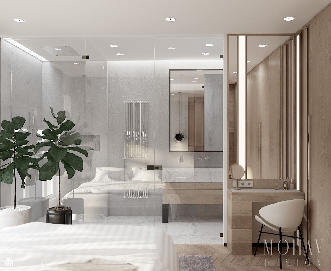 Widok na łazienkę i toaletkę - zdjęcie od Mohav Design - Homebook