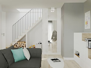 Salon z widokiem na przedpokój i schody - zdjęcie od Mohav Design
