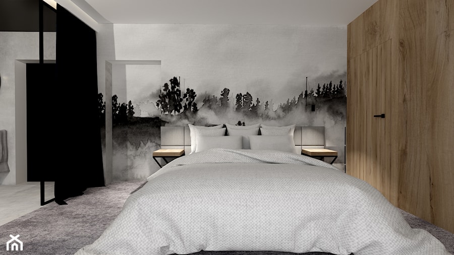 wizualizacja domku jednorodzinnego - Sypialnia, styl nowoczesny - zdjęcie od MRdesign Mazur Renata projektowanie wnętrz
