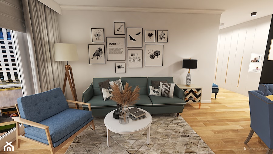 Nowoczesny apartamnet w sokojnej tonacji - Salon, styl glamour - zdjęcie od Zadwórna Design