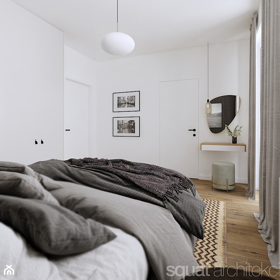 MIESZKANIE W ŁODZI 69m2 - Średnia biała sypialnia, styl skandynawski - zdjęcie od squat architekci