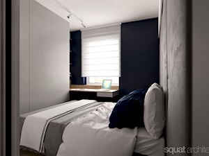 MIESZKANIE 32m2 - Mała czarna szara sypialnia, styl nowoczesny - zdjęcie od squat architekci