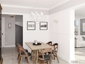 DOM W WARSZAWIE - Średnia biała szara jadalnia jako osobne pomieszczenie, styl glamour - zdjęcie od squat architekci