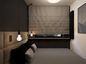 MIESZKANIE W ŁODZI 55m2 - Mała biała czarna sypialnia, styl nowoczesny - zdjęcie od squat architekci