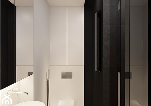 MIESZKANIE W ŁODZI 55m2 - Średnia z dwoma umywalkami z punktowym oświetleniem łazienka, styl minimalistyczny - zdjęcie od squat architekci