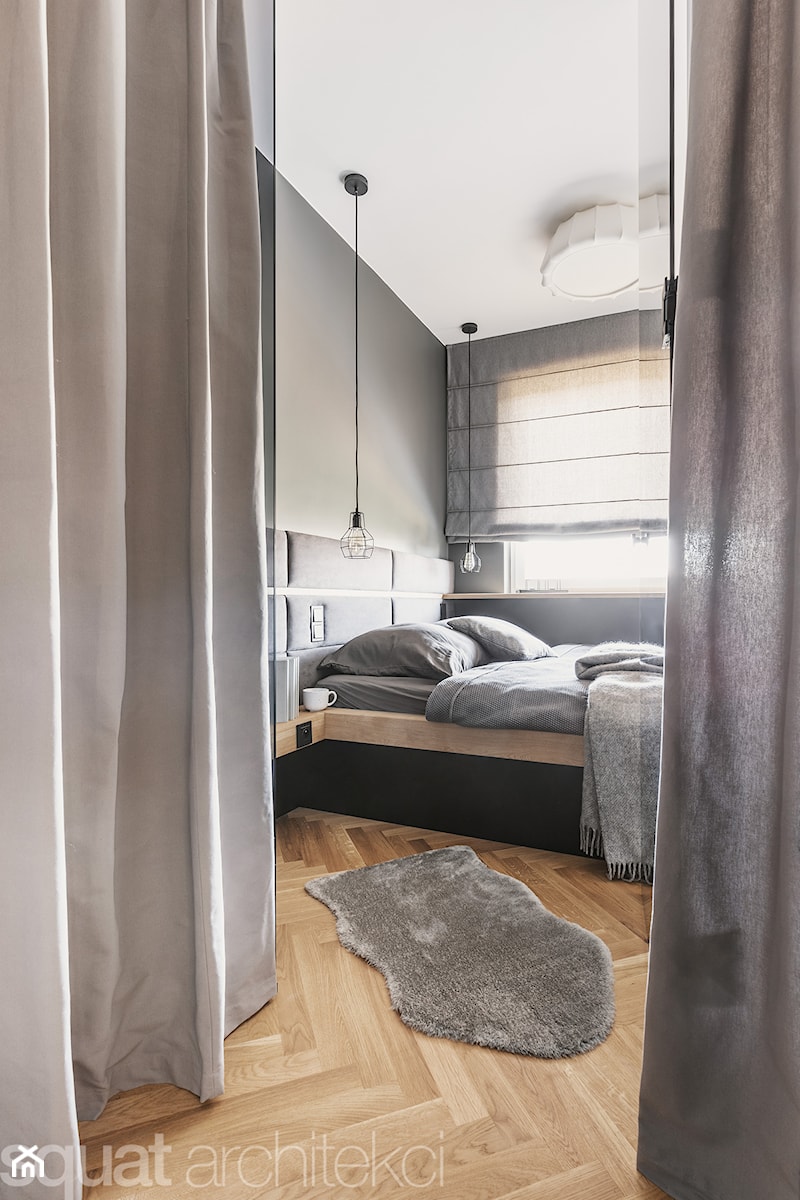 MIESZKANIE W ŁODZI 55m2 - Średnia szara sypialnia, styl nowoczesny - zdjęcie od squat architekci