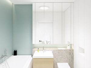 KAWALERKA W ŁODZI - Mała bez okna z lustrem z marmurową podłogą łazienka, styl nowoczesny - zdjęcie od squat architekci