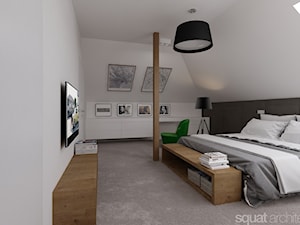 PODDASZE DOMU W KOMOROWIE KOŁO WARSZAWY - Średnia biała z biurkiem sypialnia na poddaszu, styl nowoczesny - zdjęcie od squat architekci