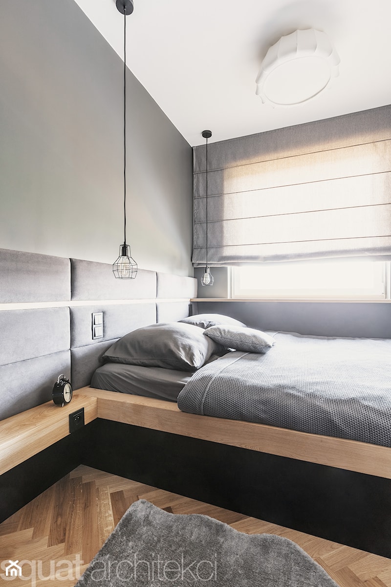 MIESZKANIE W ŁODZI 55m2 - Mała szara sypialnia, styl nowoczesny - zdjęcie od squat architekci