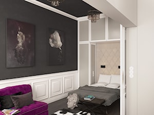 MAŁE MIESZKANIE - PIOTRKOWSKA, ŁÓDŹ - Średnia czarna szara sypialnia, styl vintage - zdjęcie od squat architekci