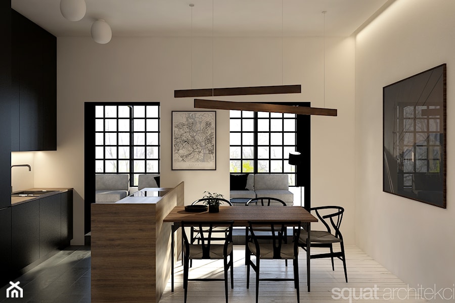 MIESZKANIE NA JULIANOWIE (ŁÓDŹ) - Średnia biała jadalnia w kuchni, styl nowoczesny - zdjęcie od squat architekci