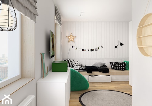 MIESZKANIE W ŁODZI 115m2 - Duży biały pokój dziecka dla nastolatka dla chłopca, styl skandynawski - zdjęcie od squat architekci