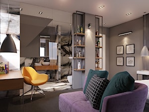 Projekt Wnętrz i Elewacji Hotelu - Mały szary salon, styl nowoczesny - zdjęcie od Piotr Bileński