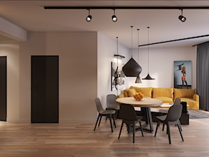 Mieszkanie 1 - Średni szary salon z jadalnią, styl nowoczesny - zdjęcie od Piotr Bileński