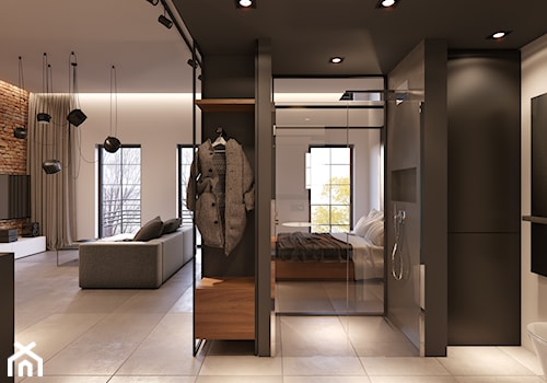 Projekt Loftu - Średnia z punktowym oświetleniem łazienka z oknem, styl industrialny - zdjęcie od Piotr Bileński