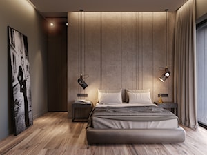 Dom 3 - Średnia czarna szara sypialnia, styl nowoczesny - zdjęcie od Piotr Bileński