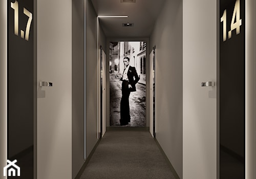Projekt Wnętrz i Elewacji Hotelu - Średni czarny hol / przedpokój, styl nowoczesny - zdjęcie od Piotr Bileński