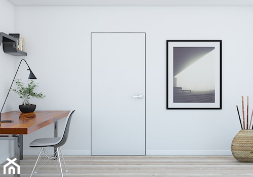 Małe białe biuro, styl minimalistyczny - zdjęcie od POL-SKONE