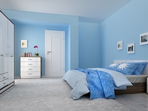 Drzwi wewnętrzne - Duża niebieska sypialnia, styl tradycyjny - zdjęcie od POL-SKONE