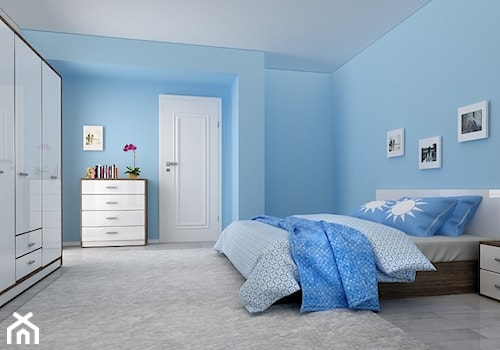 Drzwi wewnętrzne - Duża niebieska sypialnia, styl tradycyjny - zdjęcie od POL-SKONE