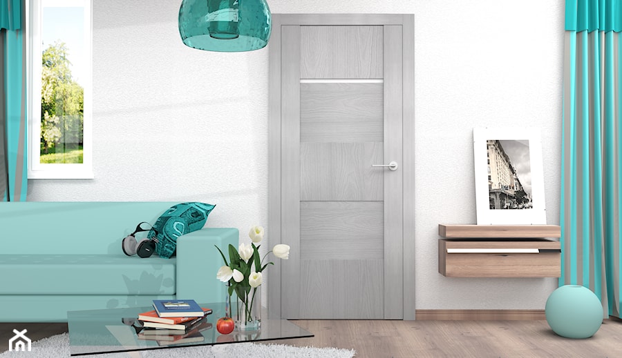 Drzwi wewnętrzne - Mały biały salon, styl nowoczesny - zdjęcie od POL-SKONE