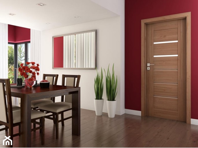 Drzwi wewnętrzne - Średnia biała czerwona jadalnia jako osobne pomieszczenie - zdjęcie od POL-SKONE
