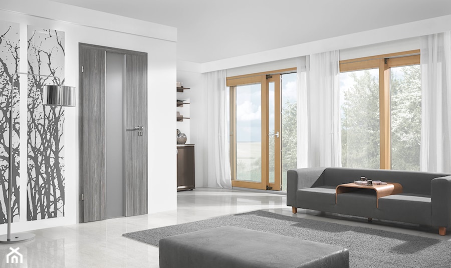Drzwi wewnętrzne - Średni biały salon, styl nowoczesny - zdjęcie od POL-SKONE