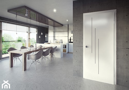 Drzwi wewnętrzne - Duża czarna jadalnia w kuchni - zdjęcie od POL-SKONE